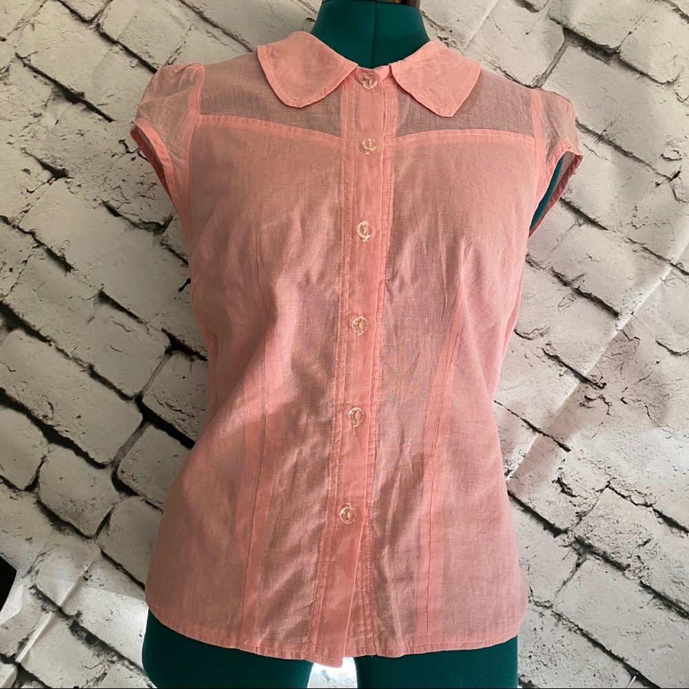 e.c. star pink button down blouse